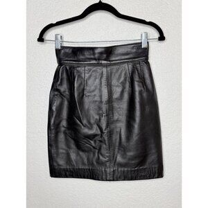 VTG Neto Canada Leather Mini Skirt Womens 2/4 Black Subtle Leather XS Small 1B